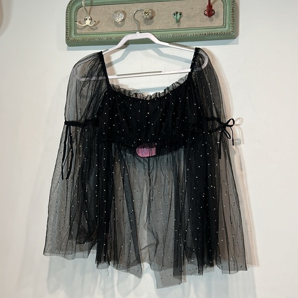 DOLLS KILLS SUGAR THRILLZ DIVINE ELF PRIESTESS RHINESTONE TULLE CROP TOP XL NEW - Picture 7 of 7